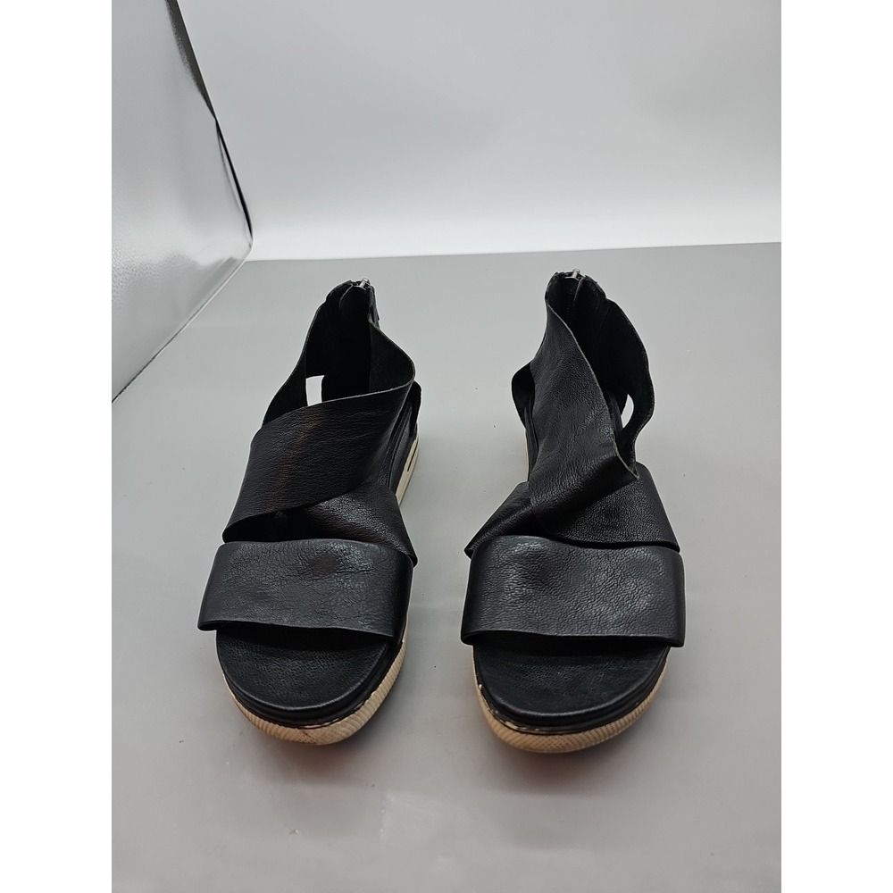 Eileen Fisher Black Leather Sport Platform Sandals Size 7.5